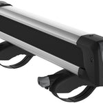 Thule Snowpack M 4 Pairs - 7324 is a black roof rack with silver accents and four gray straps.