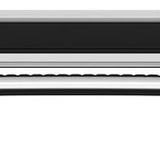 Thule Snowpack M 4 Pairs - This image shows a black and silver roof rack with four pairs of skis attached to it.