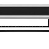 Thule Snowpack M 4 Pairs - This image shows a black and silver roof rack with four ski holders attached to it.