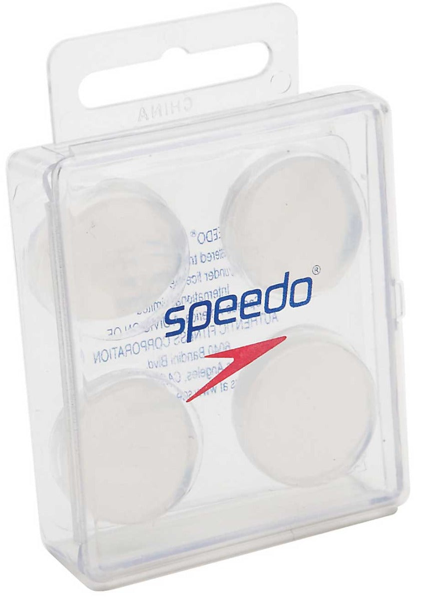 Speedo Silicone Ear Plugs - Clear silicone ear plugs with a small circular opening at one end and a rounded tip at the other.