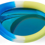 Speedo Jr. Vanquisher 2.0 Mirrored Swim Goggle - A blue swim goggle with mirrored lenses and a white strap.