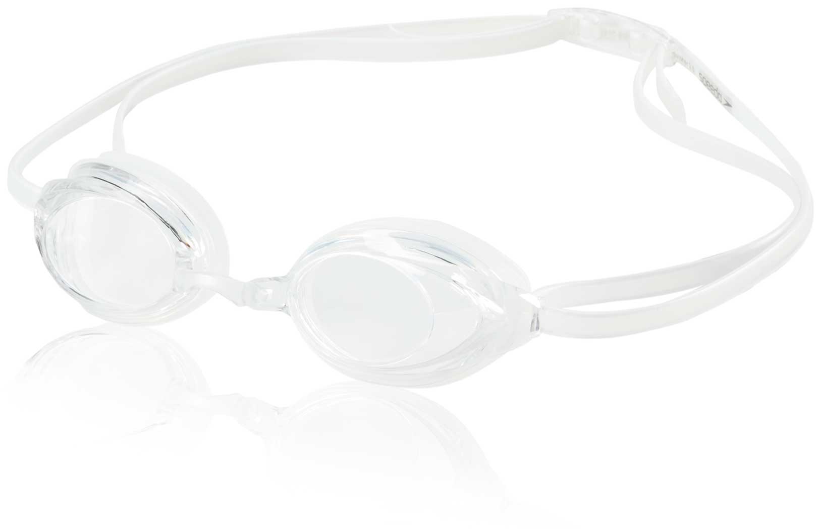 Speedo Jr. Vanquisher 2.0 Swim Goggle - Clear swim goggles with a sleek, modern design and adjustable nose bridge for a comfortable fit.