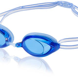 Speedo Jr. Vanquisher 2.0 Swim Goggle - Blue swim goggles with clear lenses and a blue strap.