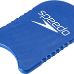 Speedo Jr. Team Kickboard - Blue kickboard with a textured surface, featuring the word "speedo" in white letters on one side and a logo on the other.