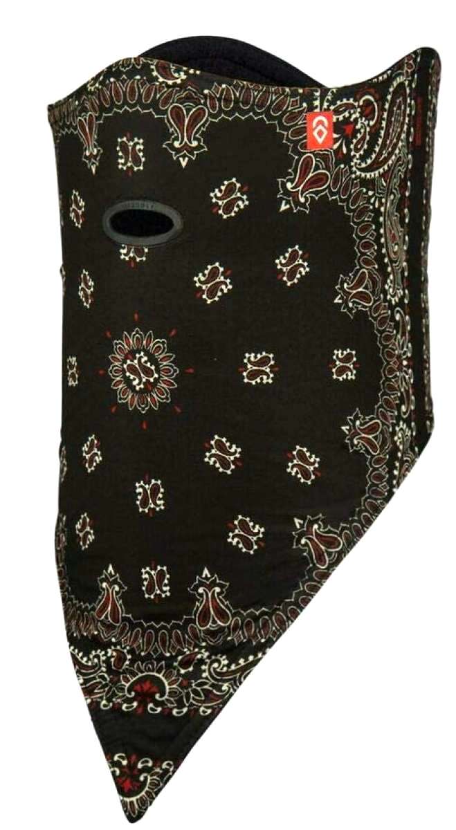 FACEMASK STANDARD 10K SS 12W - A black facemask with a white logo on the left side and a small red tag in the upper right corner.