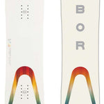 Arbor Women's Poparazzi Camber Snowboard 2023 - A white snowboard with a subtle pattern of thin, wavy lines on its surface.