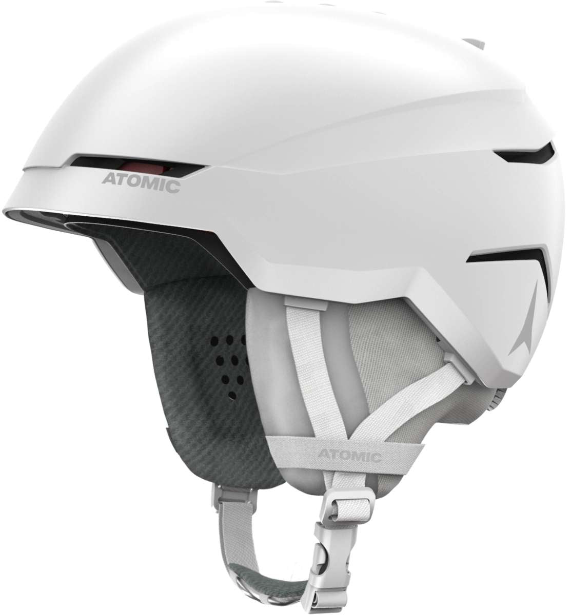 Atomic Savor Amid Helmet 2022-2023 - A white helmet with a black visor and chin strap, featuring an "A" logo on the side.
