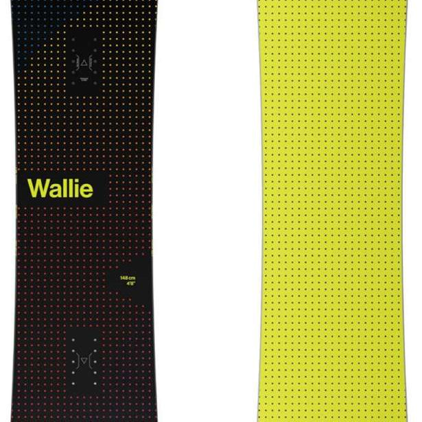 Bataleon Wallie Snowboard 2024 - A black snowboard with a subtle yellow pattern and small white dots.
