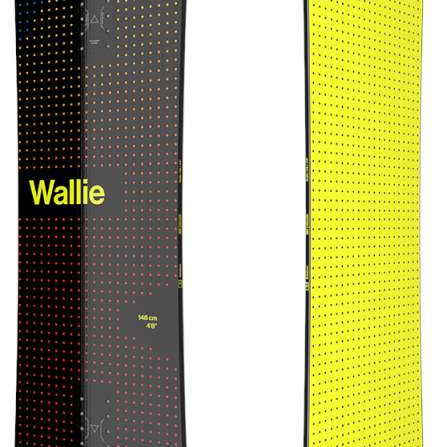 Bataleon Wallie Snowboard 2024 - Black snowboard with yellow accents and a dotted pattern on top sheet.