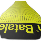 Bataleon Wallie Snowboard 2024 - A snowboard with a black base and yellow lettering, featuring the brand name "Bataleon" on top of the board.