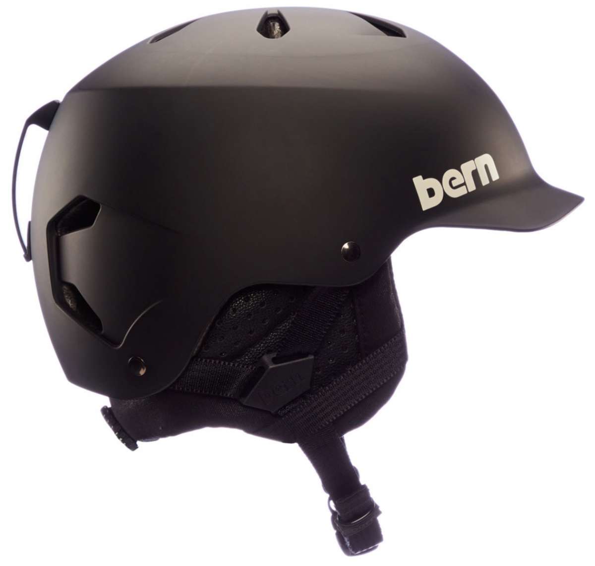 Bern Watts Classic Helmet 2023 - Matte black helmet with a sleek, aerodynamic design and ventilation holes on top.