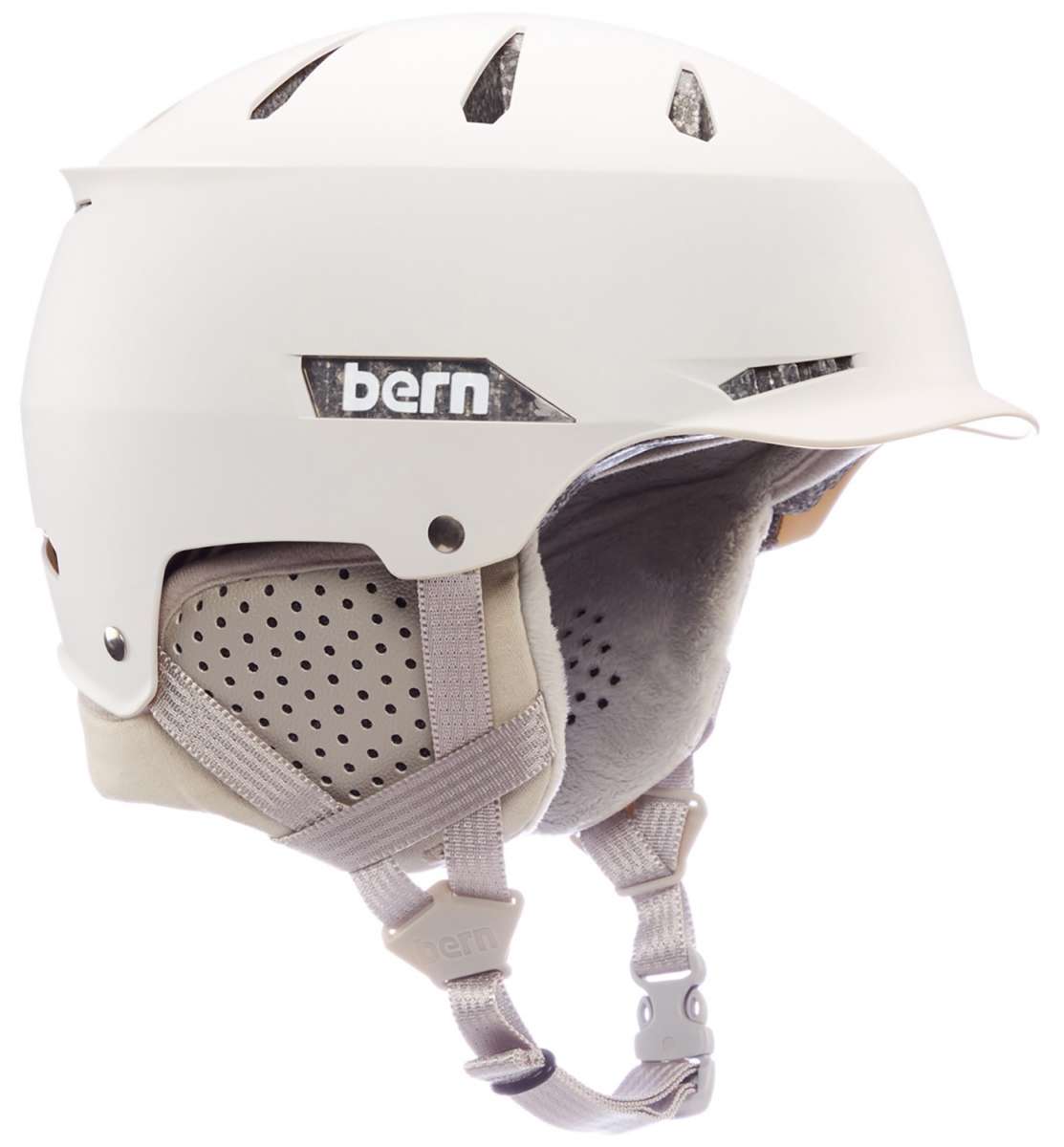 Bern Hendrix MIPS Helmet 2024 - White helmet with a black visor and white straps.
