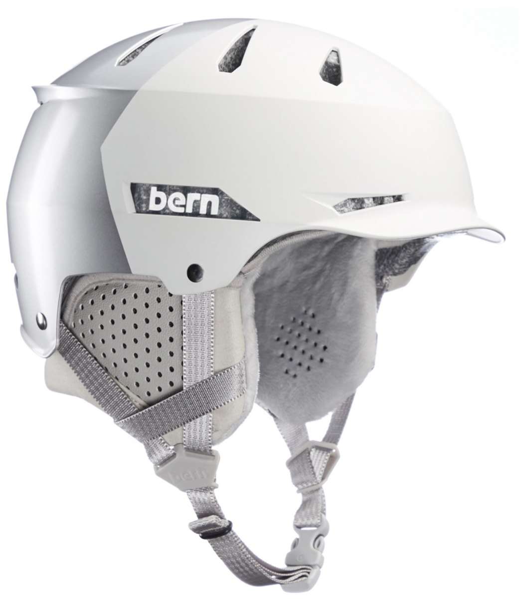 Bern Hendrix MIPS Helmet 2024 - A white helmet with a black logo on the front and a gray strap in the back.