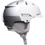 Bern Hendrix MIPS Helmet 2024 - A white helmet with a black visor and MIPS technology, featuring ventilation holes on top and a strap at the back.