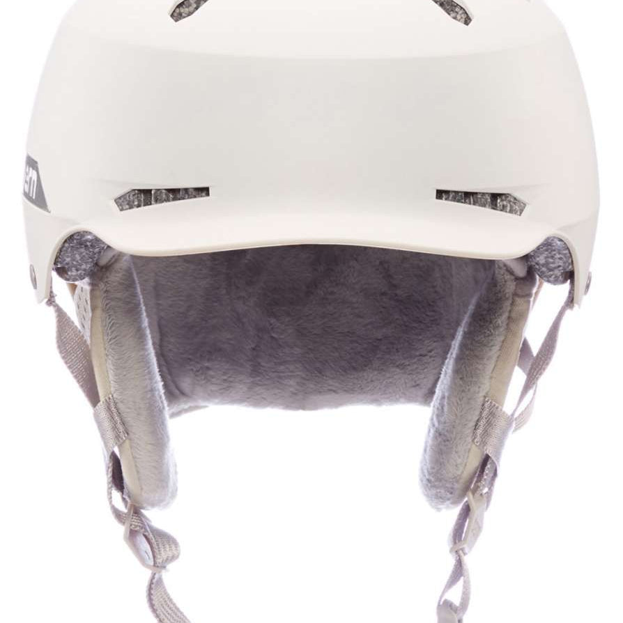Bern Hendrix MIPS Helmet 2024 - White helmet with a black logo on the side and gray straps.