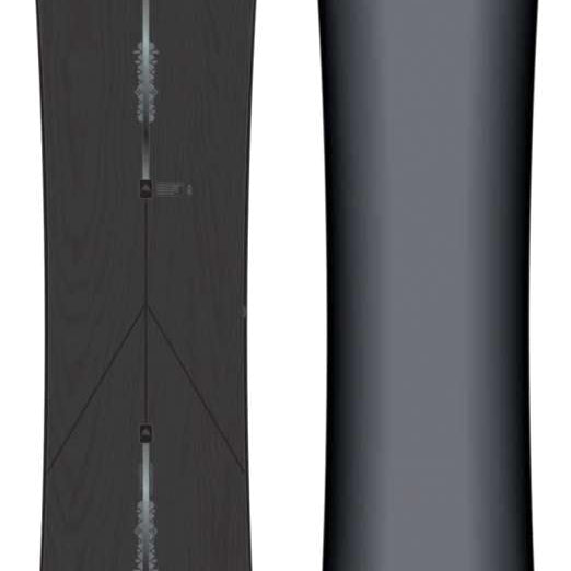 Burton Mystery Juice Wagon Snowboard 2022 - A black snowboard with a white logo featuring a tree and three dots above it.