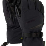 Burton Women's GORE-TEX Gloves - A pair of black gloves with a textured palm and thumb, featuring a zippered pocket on the wrist.
