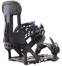 Burton Hitchhiker Splitboard Bindings 2024 - Black bindings with silver screws and bolts on a white background.