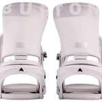 Burton Women's Lexa Snowboard Bindings - White bindings with gray lettering on top strap and black buckles.