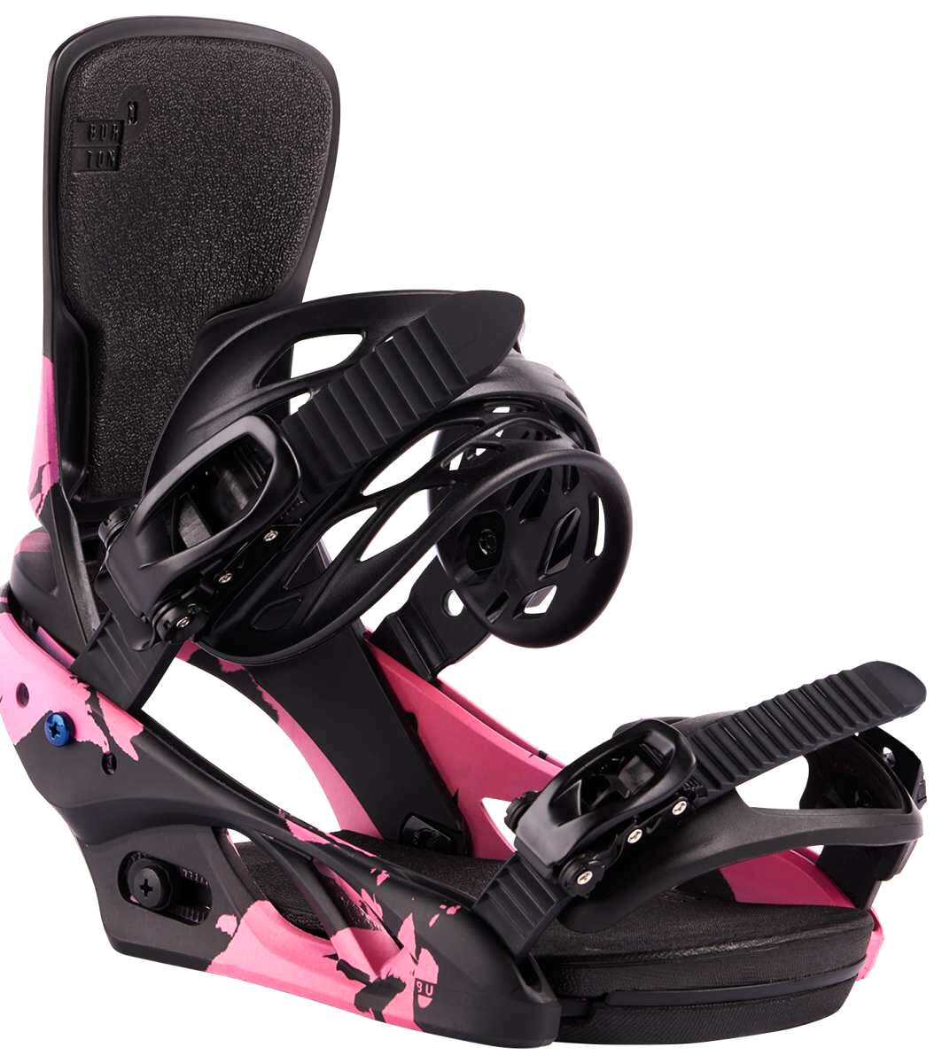Burton Women's Lexa Snowboard Bindings - Binding with black straps and a pink base plate.