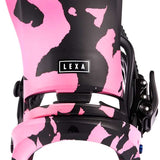Burton Women's Lexa Snowboard Bindings - A pink and black camouflage patterned snowboard binding with a sleek, modern design.