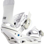 Burton Women's Lexa Snowboard Bindings - A white snowboard binding with a black logo on the strap and a blue screw visible in the center.
