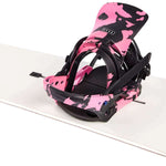 Burton Women's Lexa Snowboard Bindings - A pink and black camouflage patterned snowboard binding with a black strap and buckle.