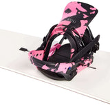 Burton Women's Lexa Snowboard Bindings - A pink and black camouflage patterned snowboard binding with a black strap and buckle.