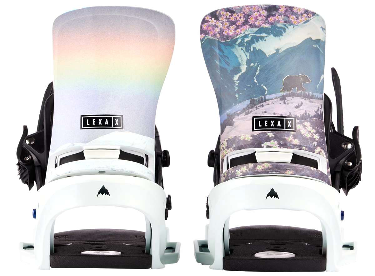 Burton Women's Lexa X EST Snowboard Binding 2023 - A women's snowboard binding with a sleek black base and silver buckles.