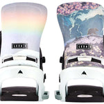 Burton Women's Lexa X EST Snowboard Binding 2023 - A women's snowboard binding with a sleek black base and silver buckles.