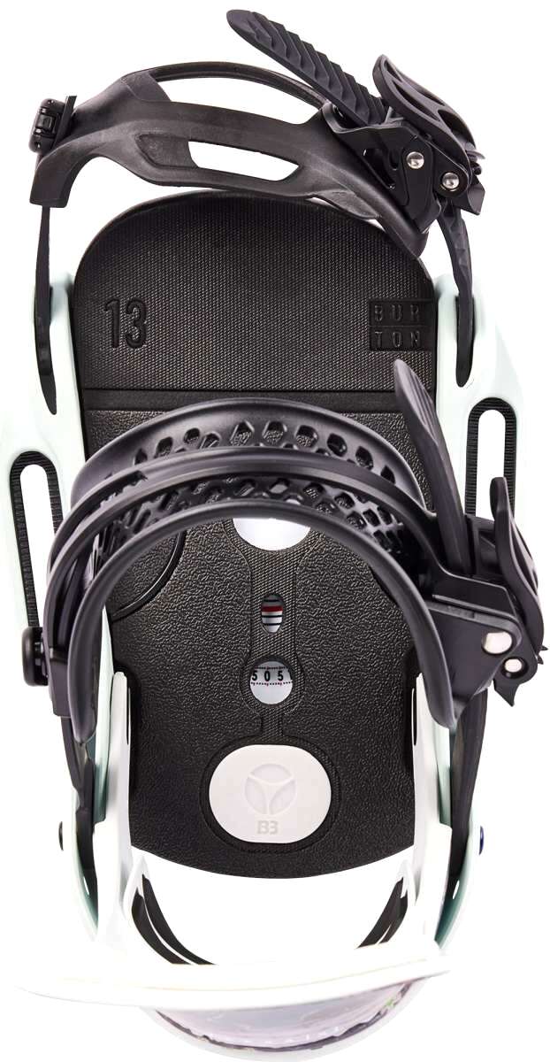 Burton Women's Lexa X EST Snowboard Binding 2023 - Black binding with silver screws and bolts, featuring a sleek black strap on top.