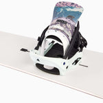 Burton Women's Lexa X EST Snowboard Binding 2023 - A black and white binding with a floral pattern on top, featuring a bear logo in the center.