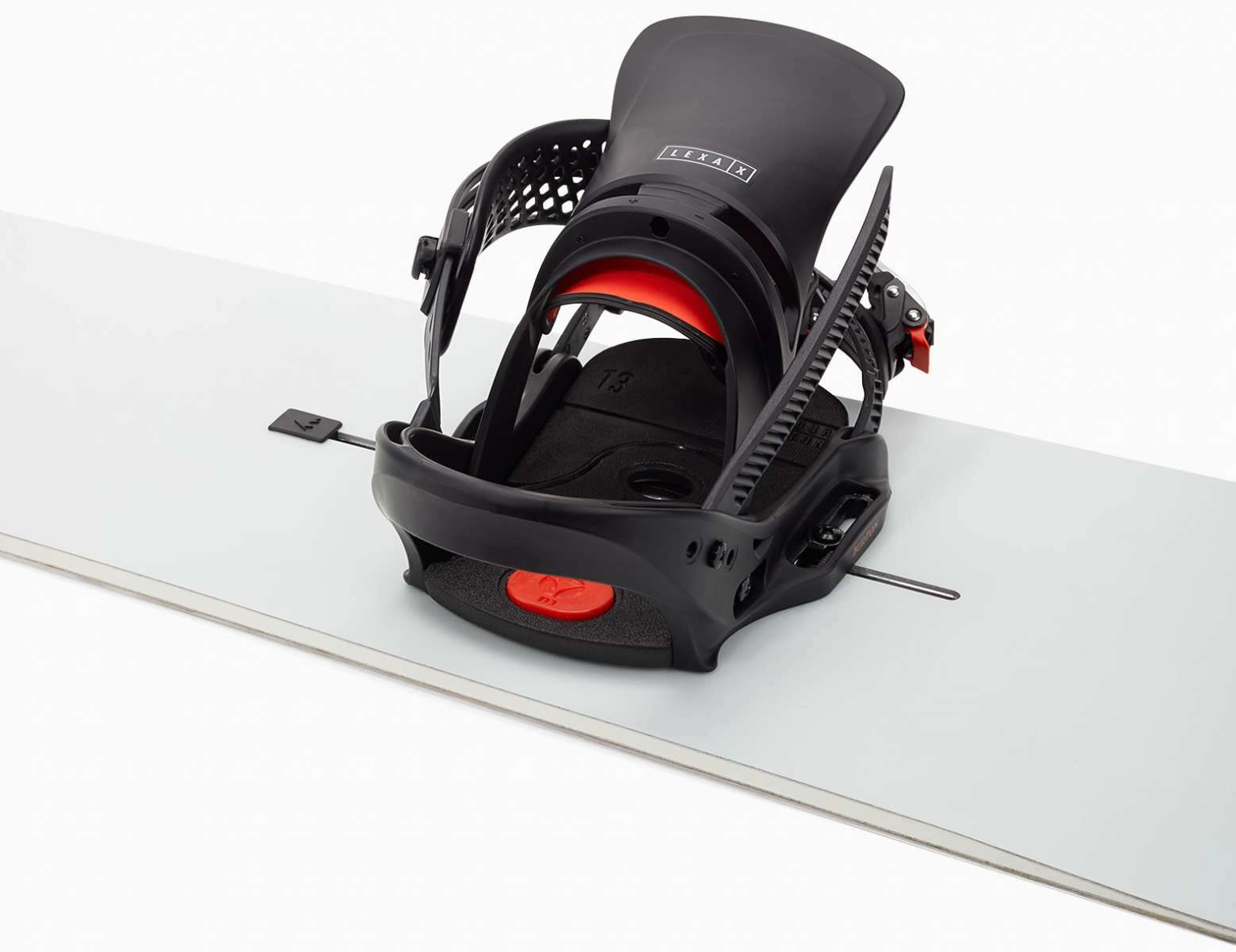 Burton Women's Lexa X EST Snowboard Binding 2023 - A black and red snowboard binding with a distinctive white logo on top of the strap.