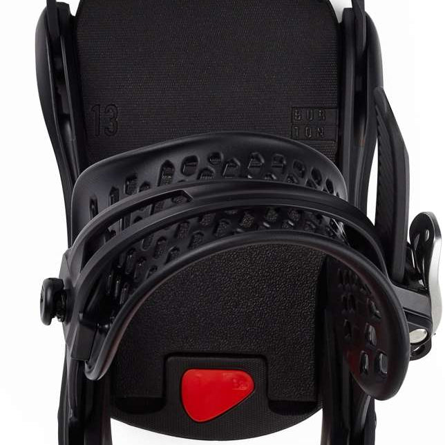 Burton Women's Lexa X Snowboard Binding - Black binding with a red logo on top of the strap and a black toe cap.