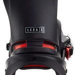 Burton Women's Lexa X Snowboard Binding - A black snowboard binding with a red strap and buckle.