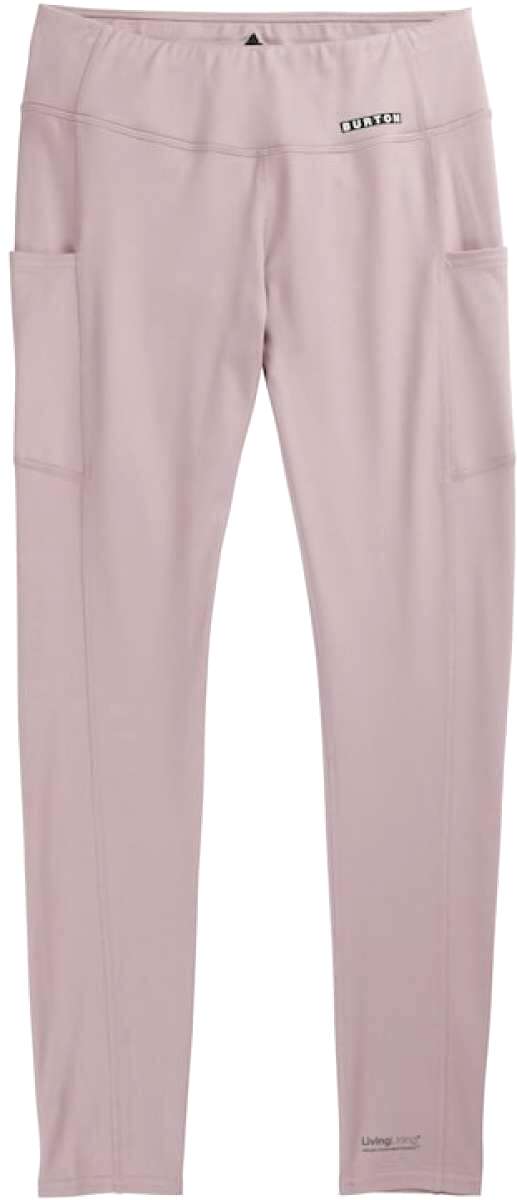 Burton Ladies Midweight X Base Layer Pant 2023 - A pair of light pink base layer pants with a small black triangle logo on the waistband.