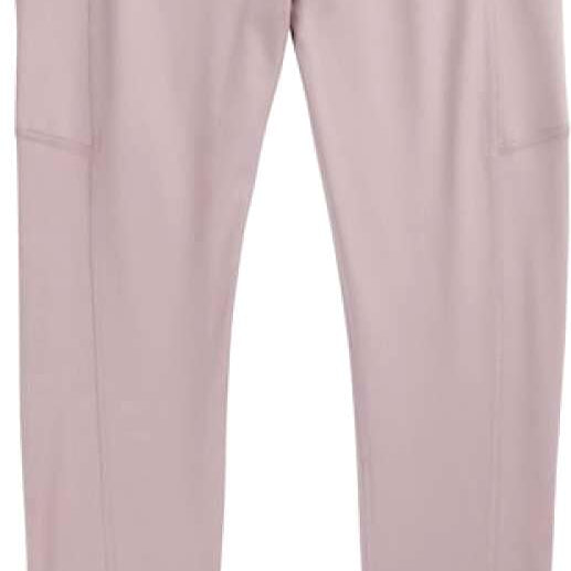 Burton Ladies Midweight X Base Layer Pant 2023 - A pair of light pink base layer pants with a small black triangle logo on the waistband.