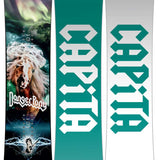 Capita Jess Kimura Mini Snowboard 2024 - A small, dark brown snowboard with a white logo and a woman's face on it.