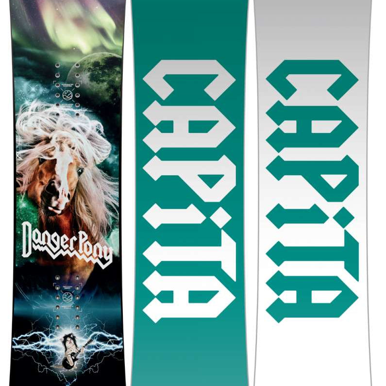 Capita Jess Kimura Mini Snowboard 2024 - A small, dark brown snowboard with a white logo and a woman's face on it.