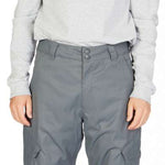 DC Banshee Insulated Pant 2023 - A pair of gray snowboard pants with a black logo on the left thigh and a zippered pocket on the right hip.