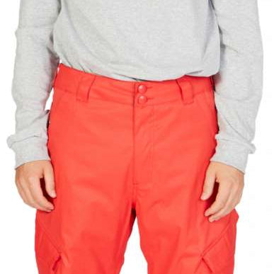 DC Banshee Insulated Pant 2023 - A pair of snow pants with a black and white logo on the left thigh, featuring a zippered pocket and adjustable Velcro straps at the waist.