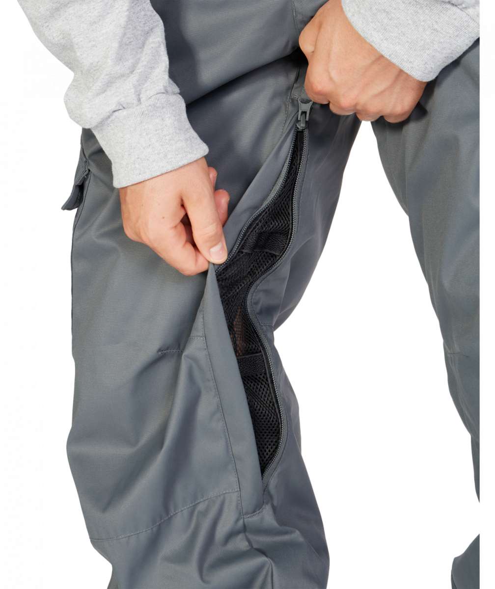 DC Banshee Insulated Pant 2023 - A pair of gray snow pants with a black zipper on the left leg.