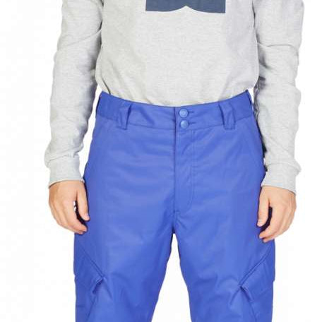 DC Banshee Insulated Pant 2023 - A pair of insulated snowboard pants with a black and white logo on the left thigh.