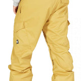 DC Banshee Insulated Pant 2023 - A pair of yellow snow pants with a black logo on the left leg, featuring two cargo pockets and a zippered pocket at the back.