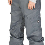 DC Banshee Insulated Pant 2023 - A pair of gray snowboard pants with a zippered pocket on the thigh and a black logo patch near the bottom right leg.