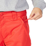 DC Junior's Banshee Insulated Pant 2023 - A pair of red snow pants with a zippered pocket on the side.