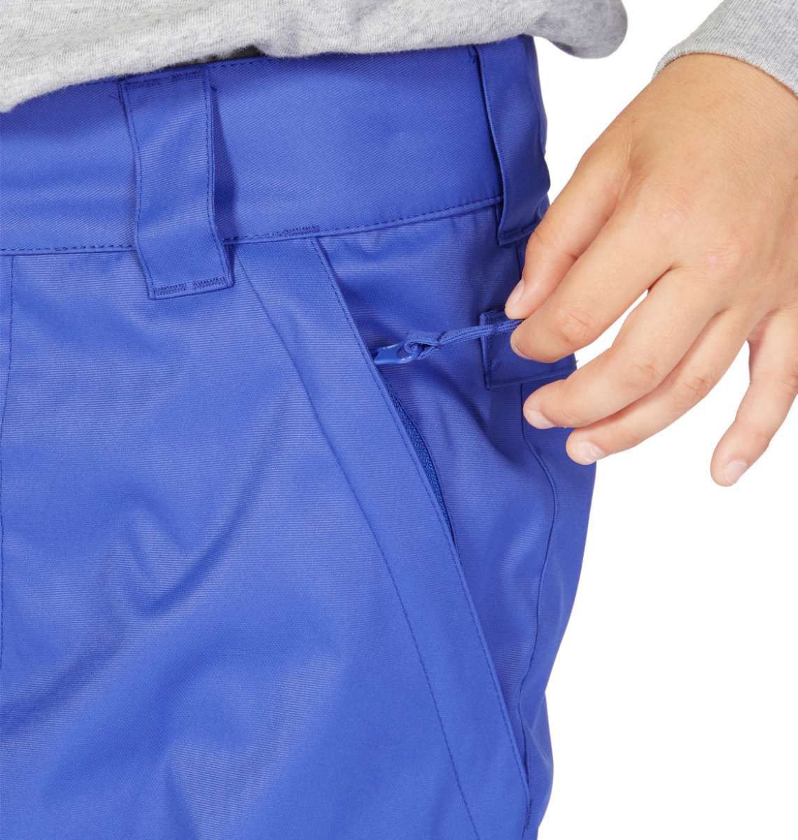 DC Junior's Banshee Insulated Pant 2023 - A pair of insulated ski pants with a black and grey patterned design on the side panels.