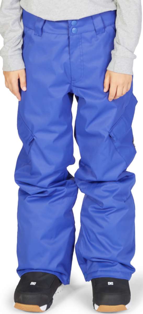 DC Junior's Banshee Insulated Pant - Pant is royal blue with a slight sheen, featuring two front pockets and belt loops.