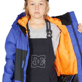 DC Junior's Defy Insulated Jacket - A blue jacket with a black zipper and white logo on the chest.