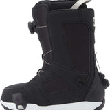 DC Women's Phase Pro BOA Step On Snowboard Boots 2024 - Black snowboard boots with a white logo on the side and silver buckles.